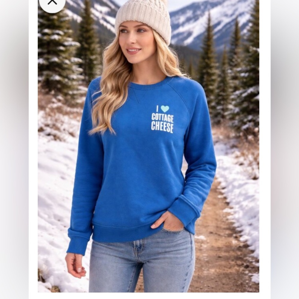 Marine Layer Blue 'I ♥ Cottage Cheese' Crewneck Sweatshirt Good culture S Quirky